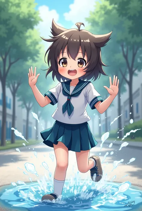 Elementary school girl　Get wet