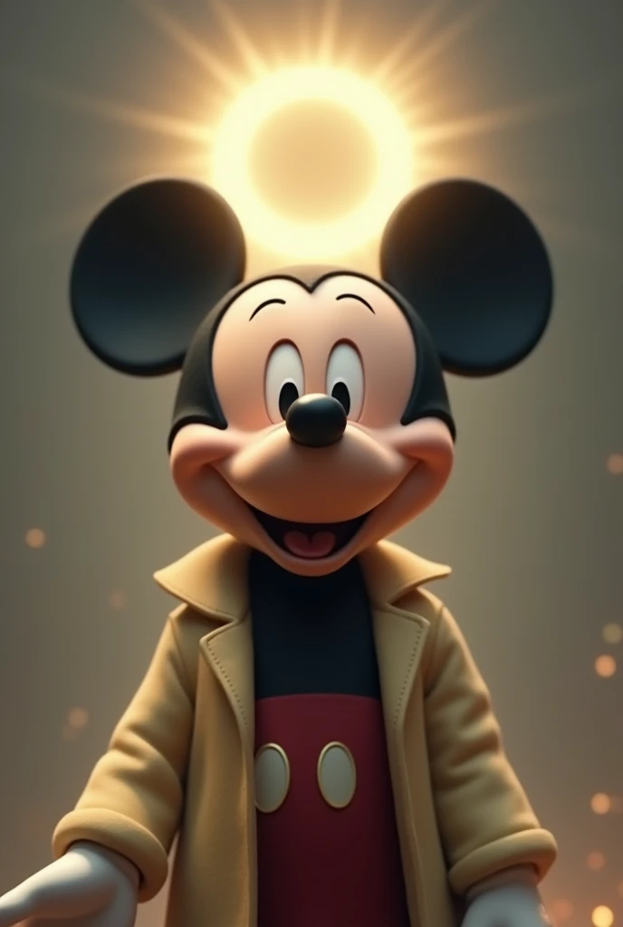 (photorealism:1.2), mickey mouse with a halo above its head with the title Saint