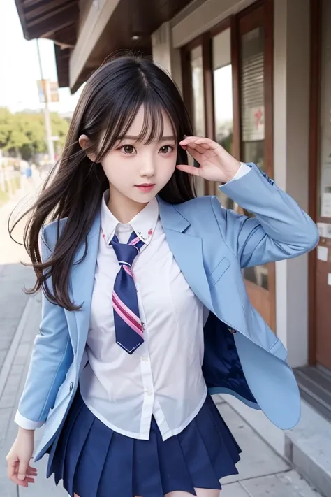 Cute Girls､High school girl､Idol､Young､uniform､blazer､mini skirt､See-through､Fluttering in the wind