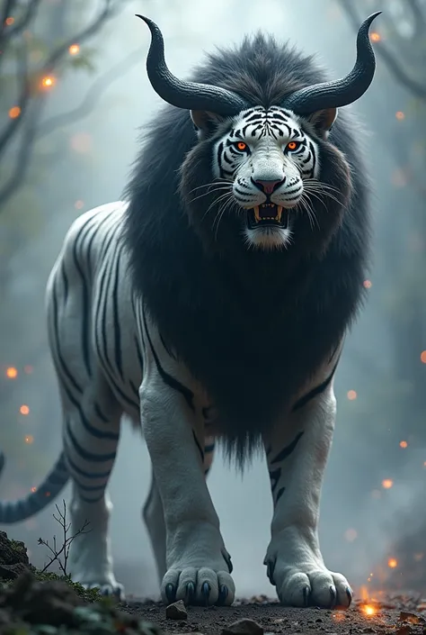 Devil+Lion+black cobra+white tiger fusion High Resolution, Masterpiece, Best Quality, HD, High Details, Quality, High Quality, Super Detailed, UHD, 