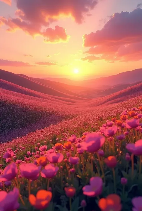 Flower field Sunset