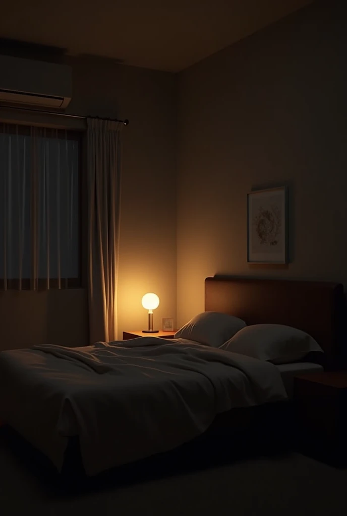 Realistic bedroom with 6w 6500k bulbs at night
