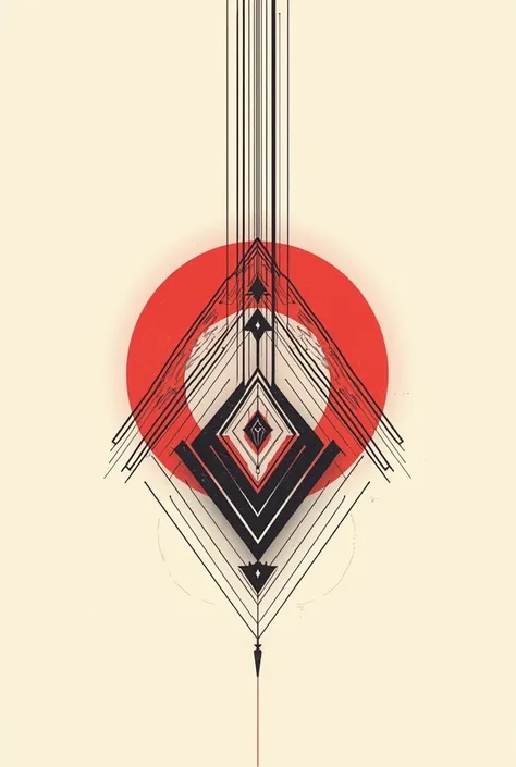 graphics: Parallel lines and geometric shapes. Predominant Colors: Black and red, symbolizing balance, life force and spiritual protection. I model this as a simple image with lines no people etc.