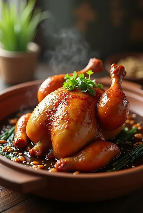 Chicken cooking a soy sauce
