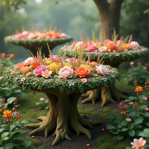 Tables made of flowers