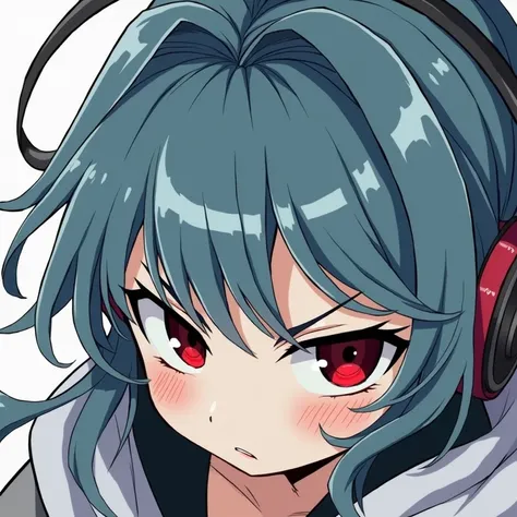 Gray Hair　Glaring girl　headphone　Earrings