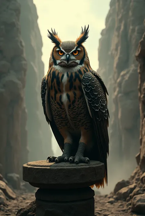 Image referring to the film 300 with an owl in the background
