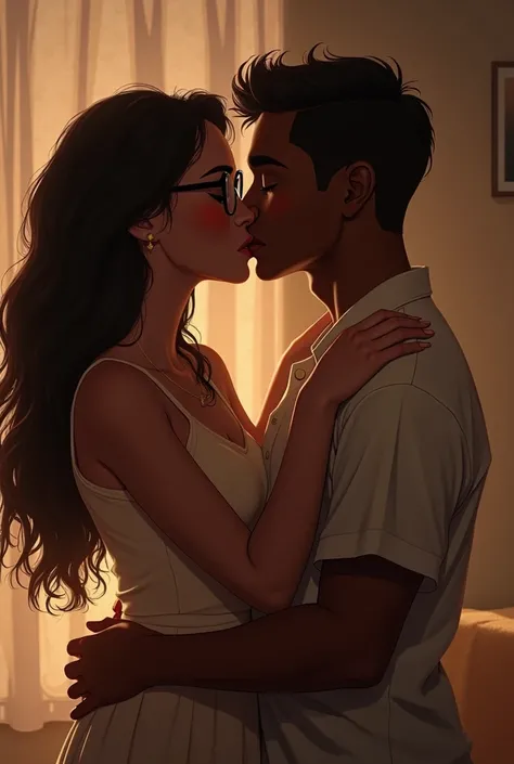 A guy named Carla who wears glasses kissing an im named Kaleu who has darker skin 