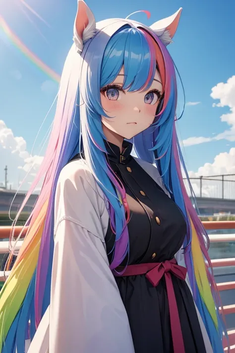 Horse Girl、Horse ears on head、Rainbow hair colour、Long Hair、