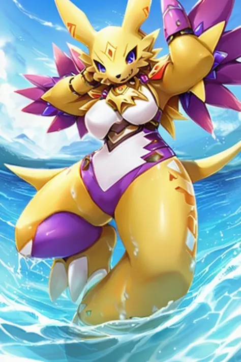 female water otter digimon style