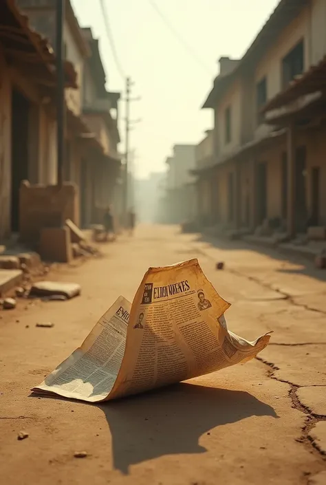 News paper thrown across an empty street in 1920 india
