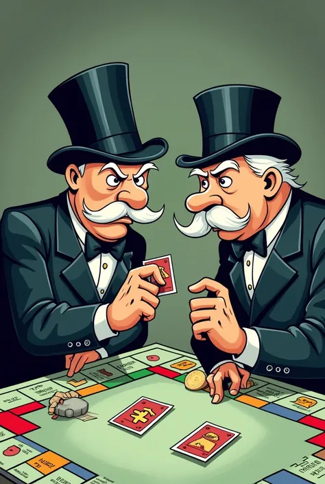 MONOPOLY MAN STEALING PROPERTY CARD FROM ANOTHER MONOPOLY MAN