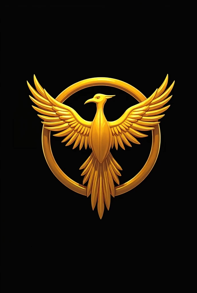 Create a logo that looks exactly like the Mockingjay logo from The Hunger Games but instead of a Mockingjay with a golden Dodo