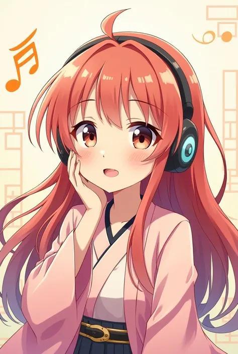 cartoon anime girl japanese listening to music