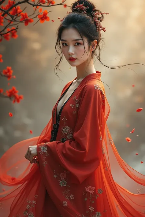 Hanfu，Costume，Beauty，Black stockings，Ladies， Ancient Paintings，anime