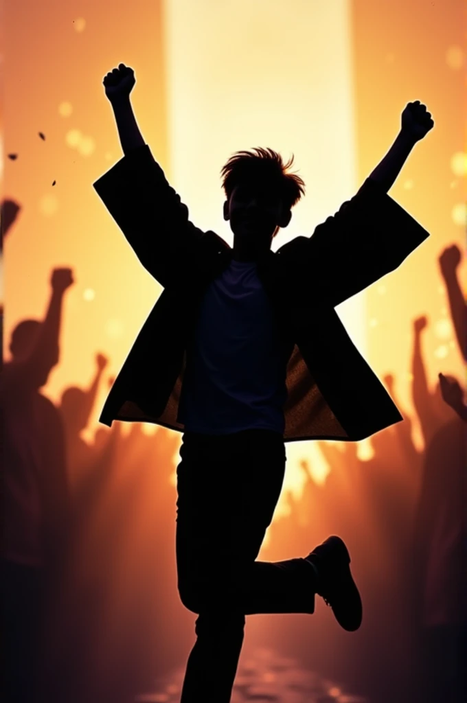 
Generate me a silhouette of a jubilant bachelor student