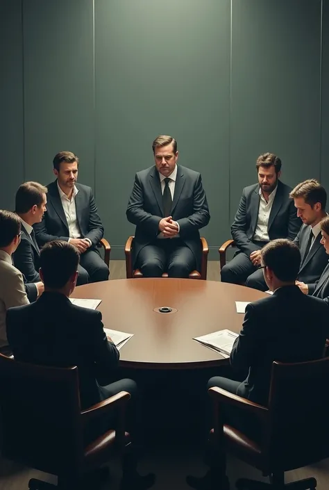 The leader calls a meeting. The team is sitting in a circle, some with gestures of tiredness or discouragement.