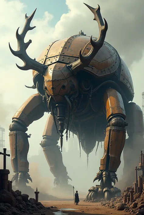 Steampunk。Giant mechanical insect。Stack Beetle。Made of iron。Steam engine。