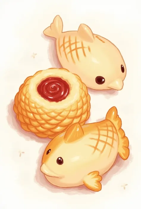 Doriyaki and taiyaki dessert drawing