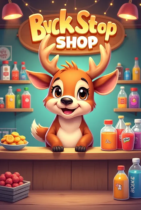 Poster for mini games
make the name Buck shop 
which sells snacks and soda