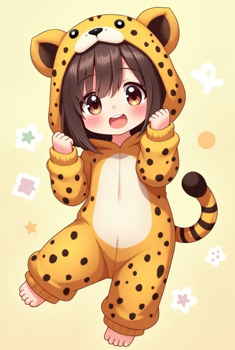 Cute anime cheetah suit girl