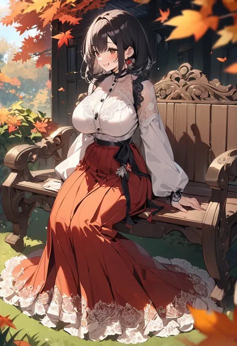 masterpiece,best quality,ultra detailed,(hyper cute anime style super petit ultra pretty character),
short hair,black hair,huge_breasts,((((very long skirts, maxi skirts, pleated skirts, elaborate lace decorations, gorgeous decorations))),smile,heart,sitti...