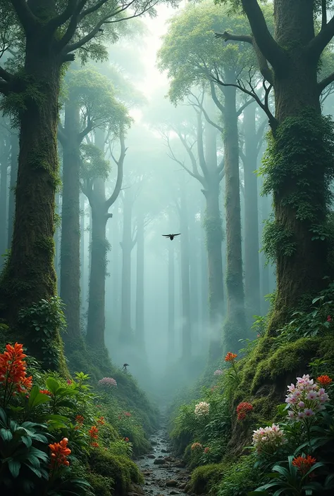 My imaginary biome is a high-altitude cloud forest, characterized by its misty atmosphere and rich biodiversity. Towering trees draped in moss create a unique habitat for diverse species, including rare orchids, colorful birds, and various amphibians. The ...