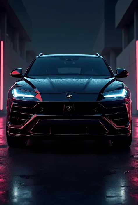 Lamborghini urus black with neon lights
