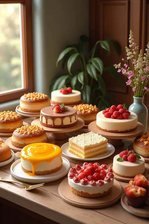 Please, create an image that has the following text:
Merceditas Bakery We specialize in pastry orders such as cakes, Three milks, lemon pie, coconut flan, Strawberry and passion fruit cheesecakes, traditional Chilean cake, Chilean passion fruit and Churchi...