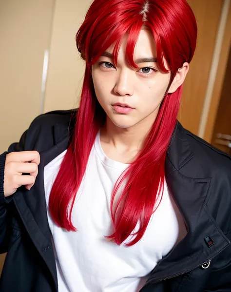 Kim Taehyung with red hair