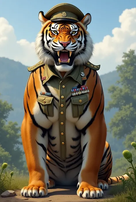 Tiger in army dress