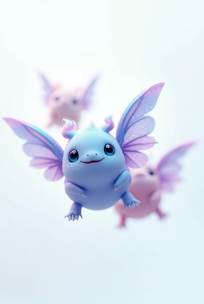 realistic litleMonsterstime purple cute with wings flying, cerulean, opaque look opaque white background