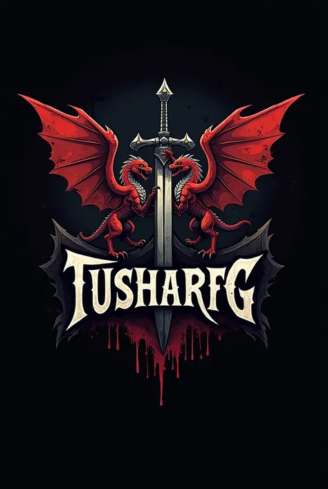 .	Battle-Ready Logo: “Design a logo for ‘TusharFFG’ that conveys a battle-ready theme. Include elements like swords, shields, or mythical creatures. Use bold, aggressive typography and a dark color palette to create an intense gaming atmosphere.”
