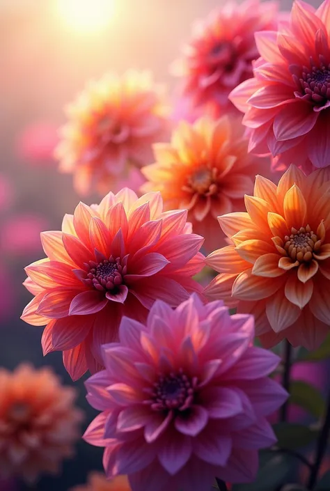 Colorful dahlia flowers moving