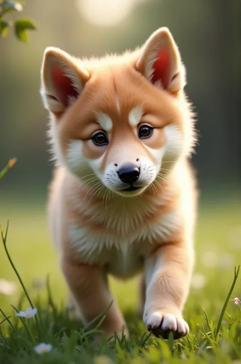 Light brown Siberian wolf mix puppy and blonde mix 