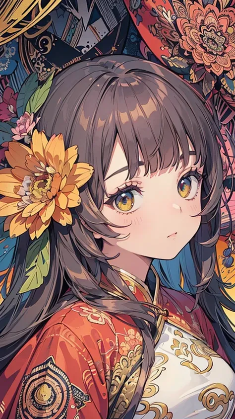 Official Art, wallpaper, Super detailed, (((Very detailedな目と顔))), Close your mouth, masterpiece, highest quality, Realistic portraits, (ZenTangle, Mandala, Tangle, EnTangle), Complex clothing, Very detailed, Dynamic Angle, The most beautiful form of chaos,...