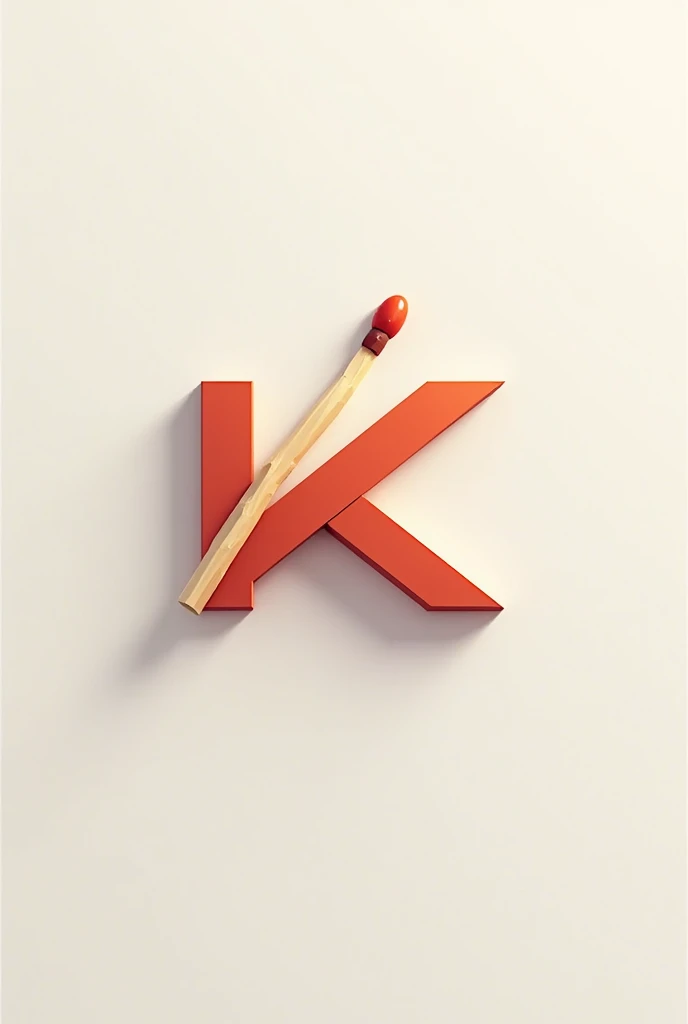 Logo that has the shape of a match, with the letter K and M