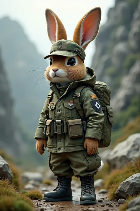 Rabbit in military clothing 