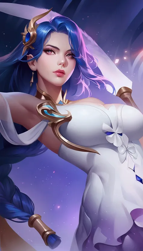 anime girl with long blue hair with accessories and a white dress, extremely detailed artgerm, artgerm lau, ! dream artgerm, style artgerm, artgerm. high detail, beautiful celestial mage, artgerm detailed, portrait knights of zodiac girl, artgerm style, st...