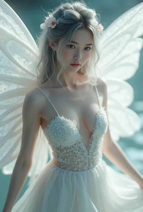 1girl ,fairy, butterfly wings, beautiful clothes,(high resolution, high detail, best quality),(masterpiece,(Big cleavage),Distinguished Quality,Mirror-like,Cinematic Experience,insanely detailed,absurdres),8k,wallpaper,(Ray Tracing),1 female,korea face,Bea...