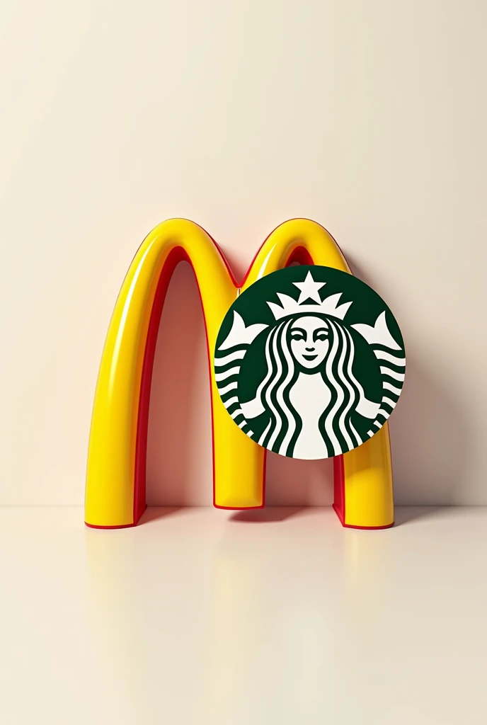 Combine McDonalds logos beautifully, Starbucks and kfc so that they are separate, not covering each other, but in one picture