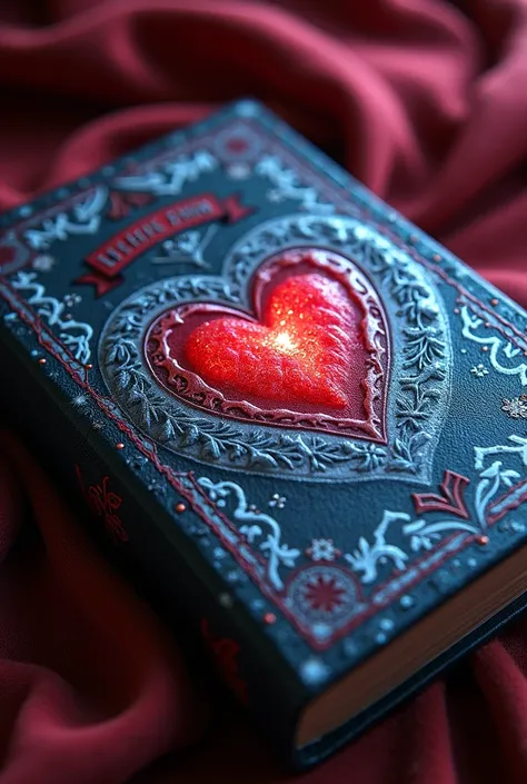 an attractive journal for wattpad. the person who owns it has dark magic and ice manipulation.add colours shades of  red  the words" Frost n Magic: Melt my Frizen Heart" on the cover in the middle   add snowflakes and a big heart in the middle