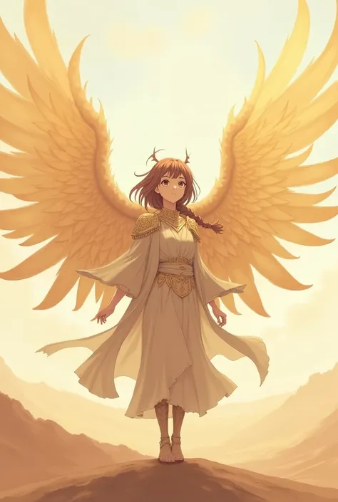 Anime character hero with sand wings
