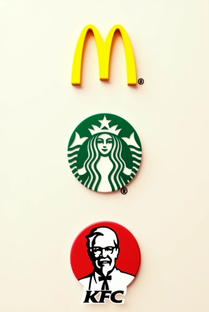 I will draw the McDonalds logo, Starbucks logo and KFC logo one above the other. No blur