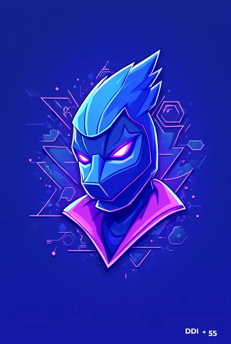 Create a logo, for a Fortnite class organization, in shades of light blue and vibrant purple, reference to DDI +55