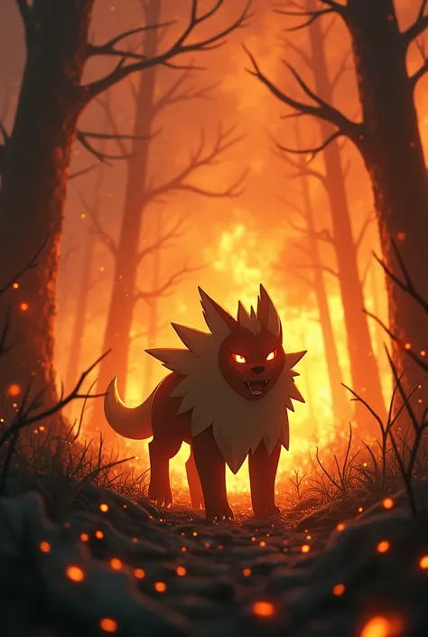 A Pokémon in the wild during the fires 