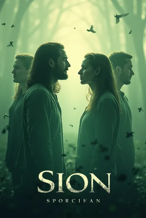 Poster or presentation art of my Christian musical band called Sion, light green and black colors