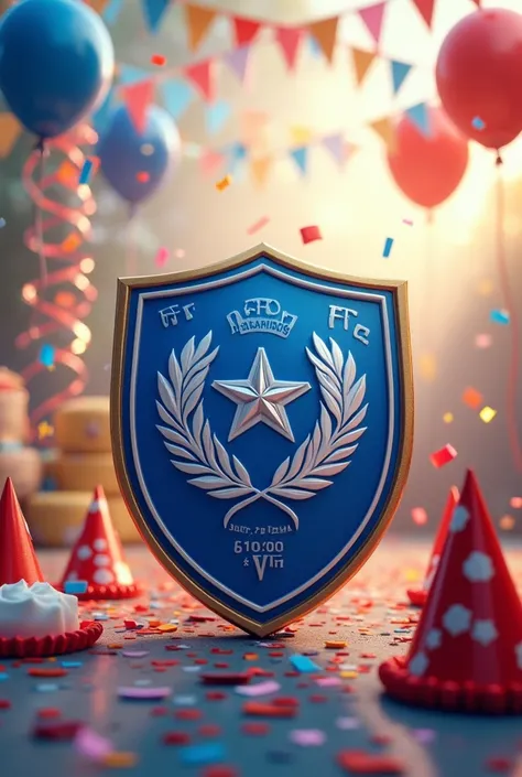 Happy birthday brother image with Millonarios FC soccer team shield in blue and white colors