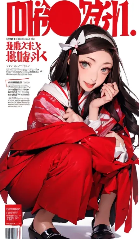 Best quality, Works of masters, A high resolution, 1girll, nezuko kamada, ((nezuko of demon slayer)) Super beautiful face, super beautiful eye, Super beautiful hair，Trendy outfits，MagazineCover，Sexy and charming，Color explosion，Black color hair，Large hairp...