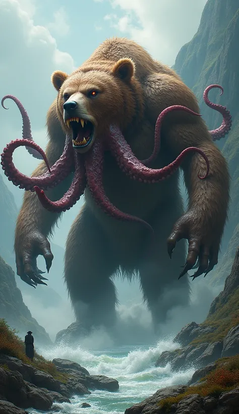 An octopus bear is a large and strong creature with superpowers highlighted by its teeth.